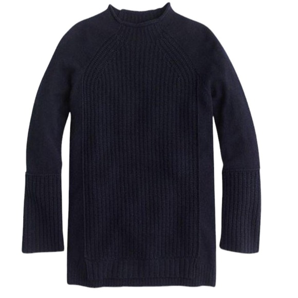 J Crew Wool Mockneck Tunic Sweater Navy Style H4391 - Picture 1 of 14